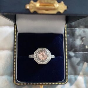 Diamonique Anitque Setting w/pink stone Sz 8